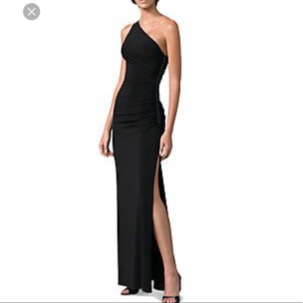 Laundry by Shelli Segal one shoulder black dress